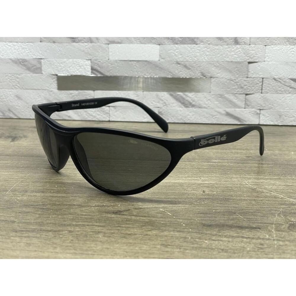 Vintage BOLLE ‘Strand’ Matte Black Wrap Sunglasses France Unisex *FRAMES ONLY